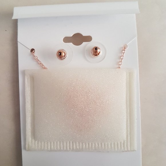 Anne Klein Stud Earrings, Heart Pendent Necklace - Picture 2 of 4